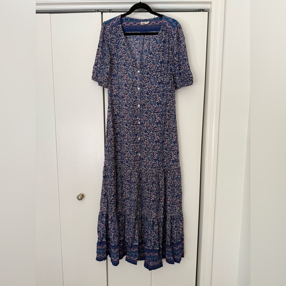Faherty Orinda Maxi Dress Monserrat Border Floral Size Large - Picture 3 of 6